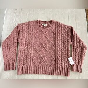 Lucky Brand Blush Pink Cable Knit Sweater Size L